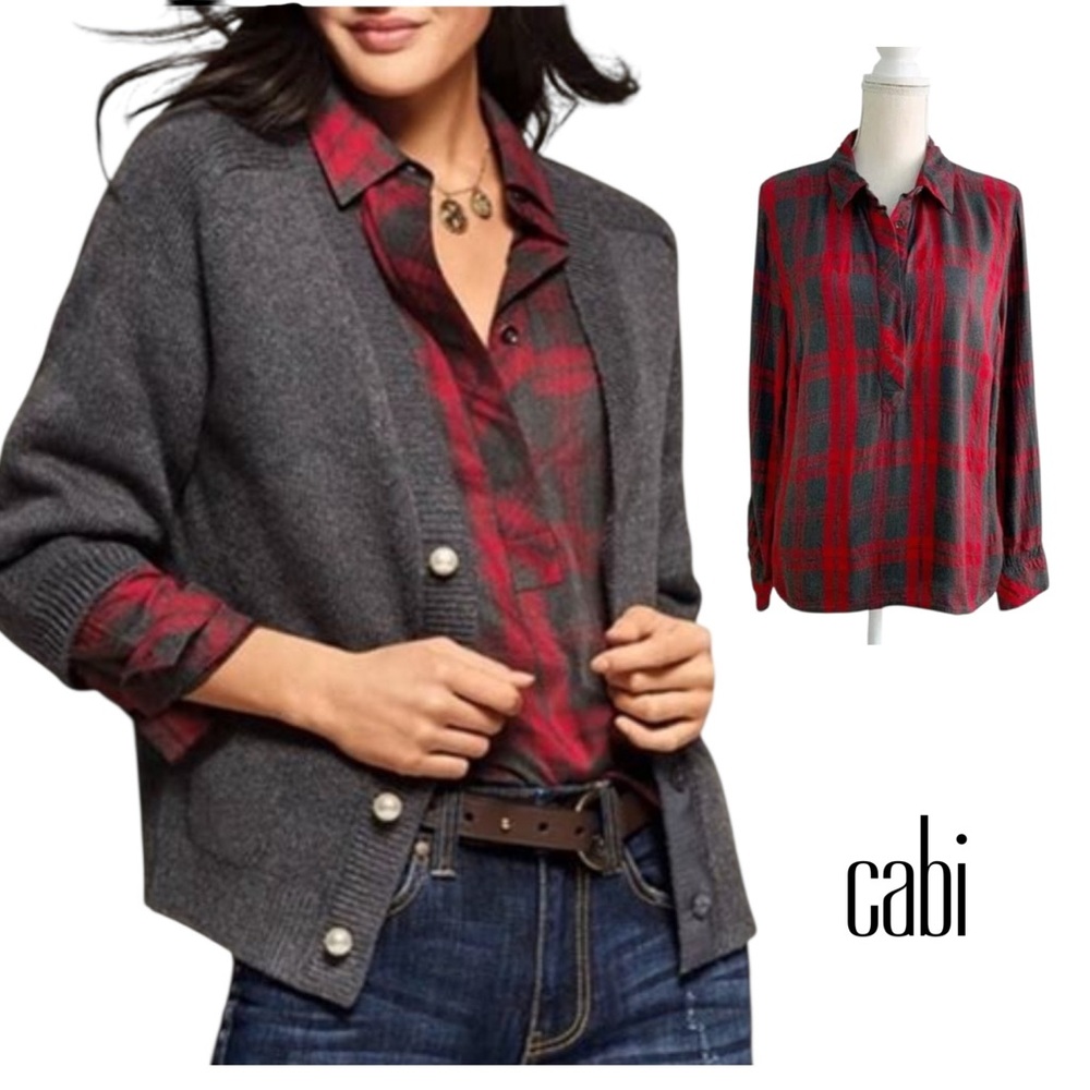 CAbi Cunningham Plaid Pullover Button Down Shirt … - image 2